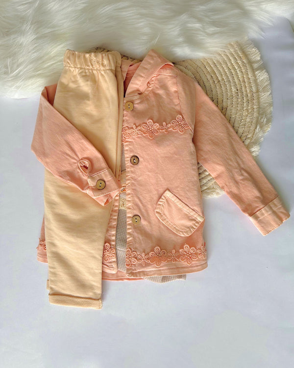 Girls 3 piece set children's clothing jacket, long sleeve shirt, jacket