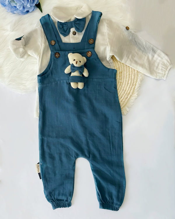 Dungarees boys with bear 100% cotton